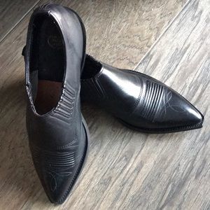 Black leather Nocona ankle boots.